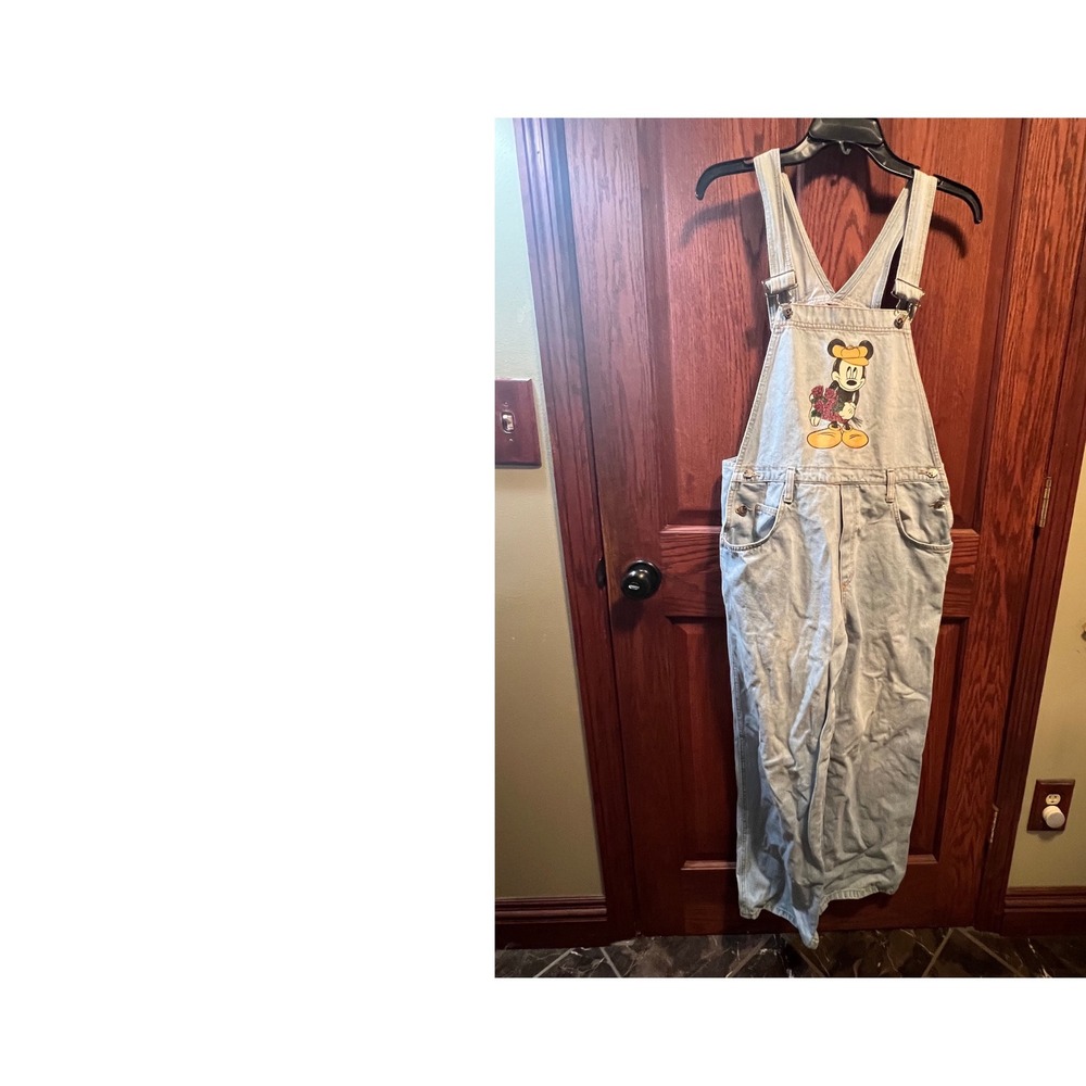 VTG 90s Mickey Unlimited Jerry Leigh Denim Overalls Light Wash Disney Medium